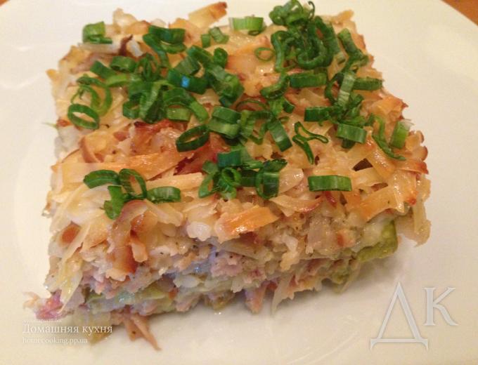 Запеканка с овощами и фаршем
