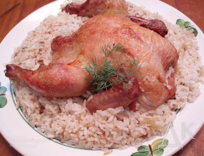 Курица фаршированная рисом в духовке