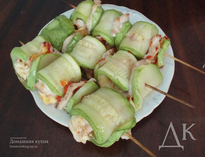 Шашлык из кабачков и курицы