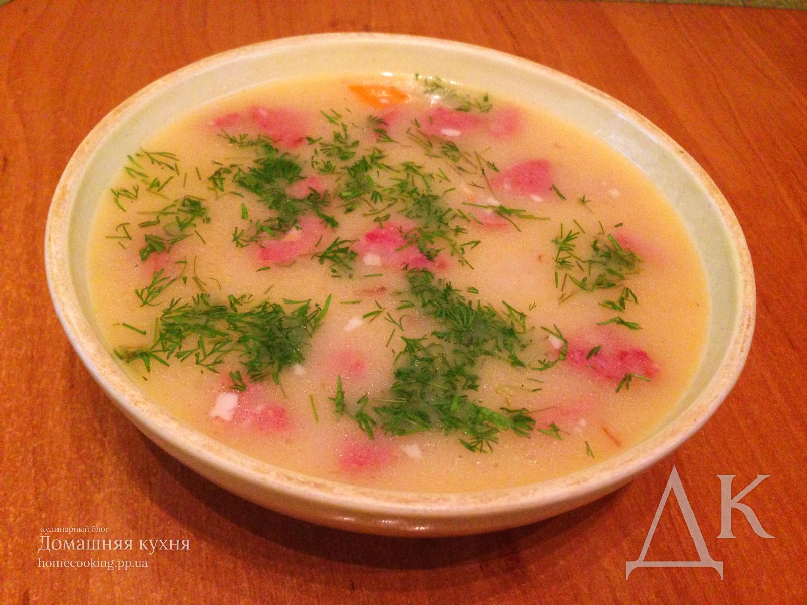 Суп с копченой колбасой и сыром – Домашняя кухня